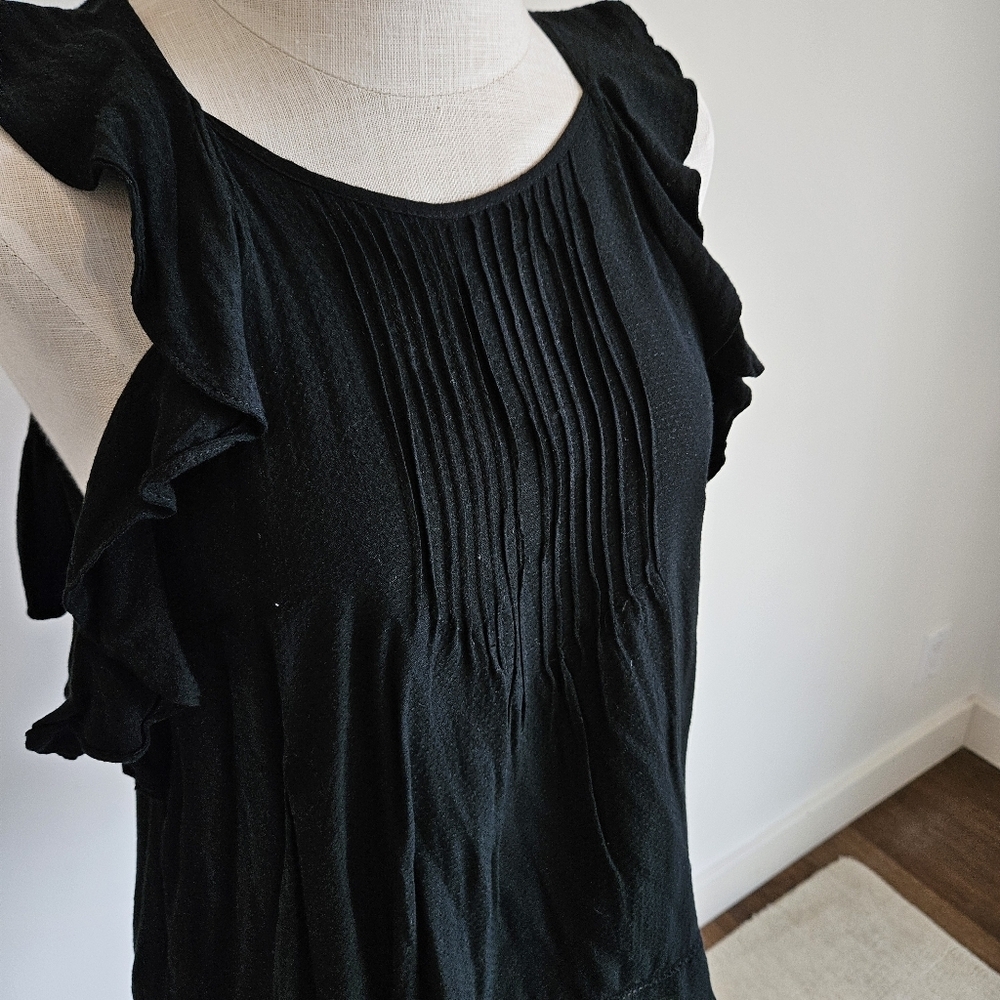 Abercrombie & Fitch Black Ruffle Blouse With Keyhole Back